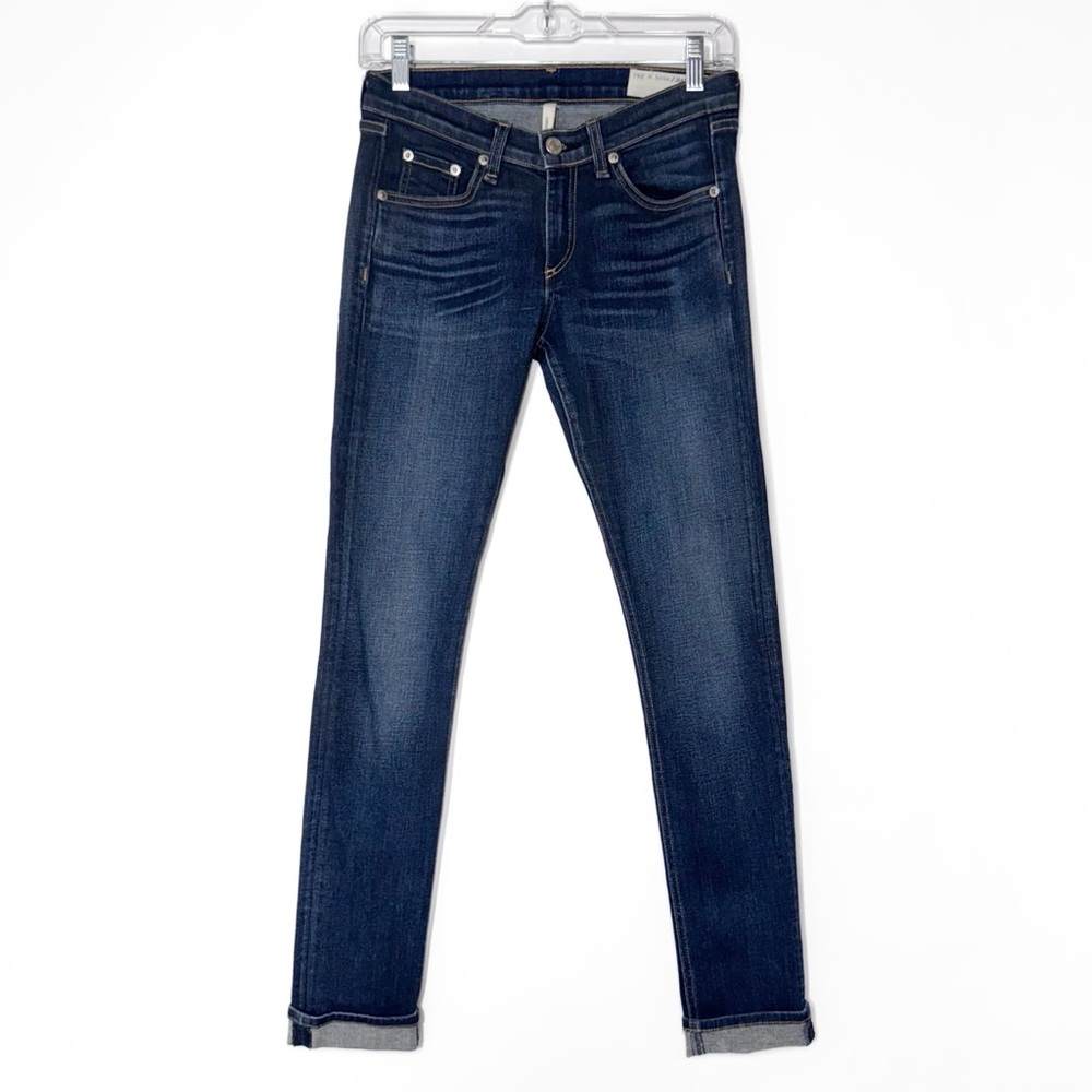 Rag & Bone Medium Wash Low Rise Full Length Ankle Skinny Jeans Size 26 - Picture 2 of 9